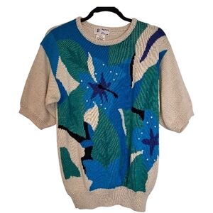 ​Vintage Braemar by Jeremy Scott Floral Pearl Knit Top Medeum